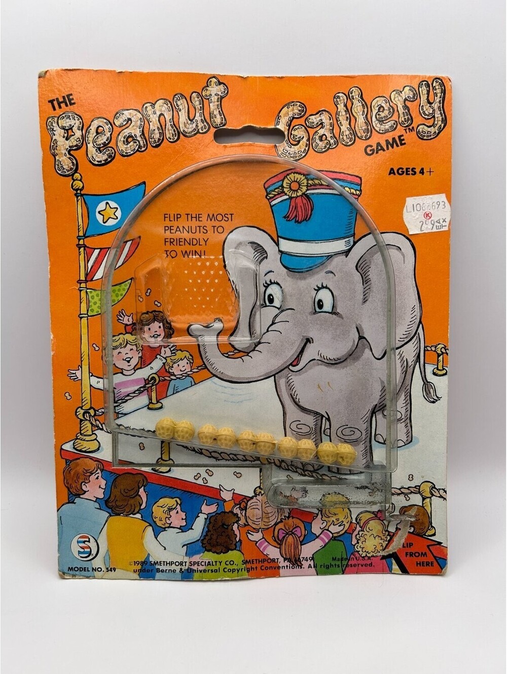 Vintage 1989 Smethport The Peanut Gallery Handheld Dexterity Game No 549 Orange